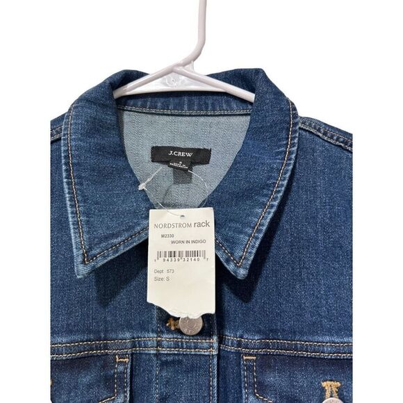 J. Crew Long Sleeve Button Front Chest Pocket Denim Jacket Blue Small NWT - Picture 12 of 15